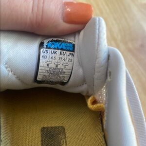 Hoka One One White and Yellow Sneakers